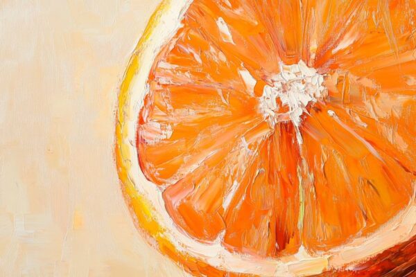 Saftige Orange detailreich gemalt