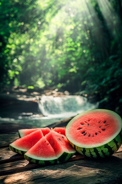 Saftige Wassermelone im Grünen