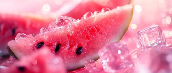 Saftige Wassermelone mit Eiswürfeln