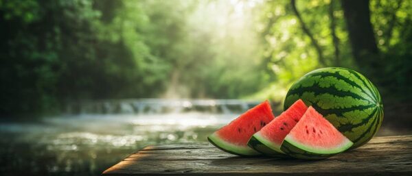 Saftige Wassermelonen am Flussufer