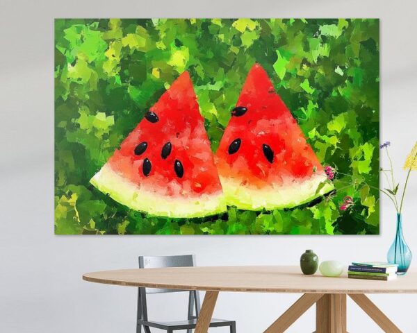 Saftige Wassermelonen auf grünem Grund