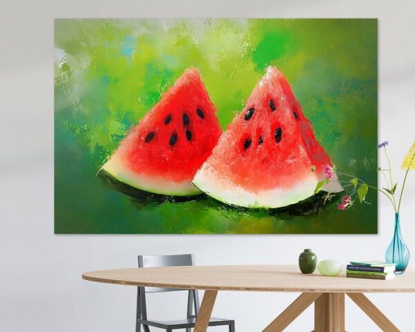 Saftige Wassermelonen auf grünem Hintergrund