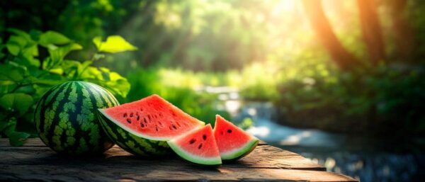 Saftige Wassermelonen im Naturlicht