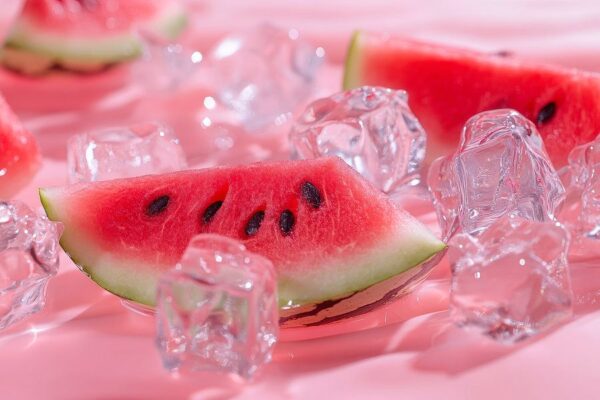 Saftige Wassermelonen mit Eiswürfeln