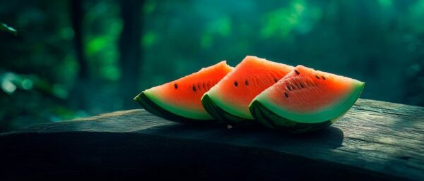 Saftige Wassermelonenstücke im Wald