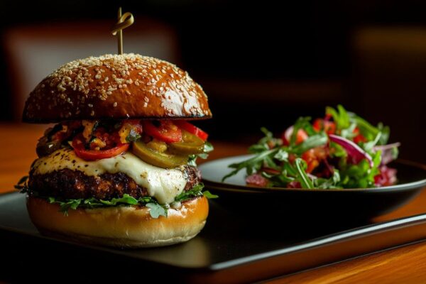 Saftiger Burger mit frischem Salat