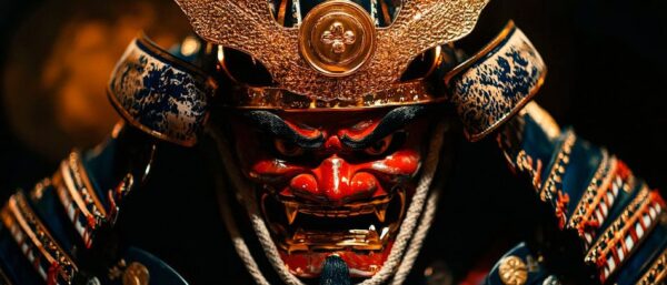 Samurai-Maske in lebendigen Farben