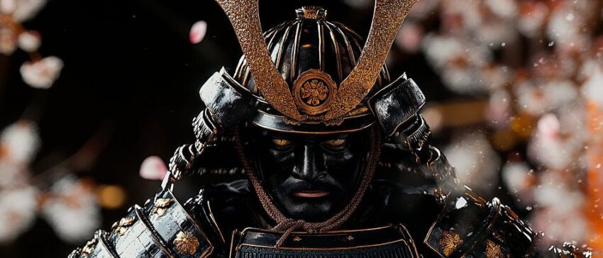 Samurai mit goldener Rüstung – Nahaufnahme