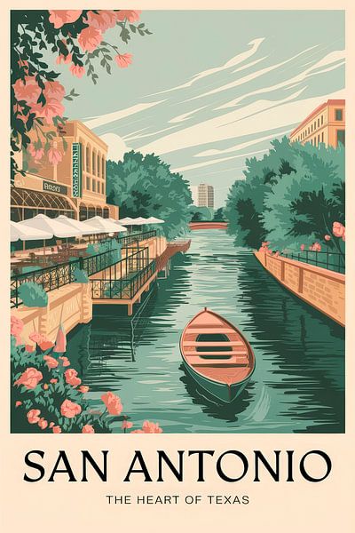 San Antonio, Texas Vintage Travel Poster