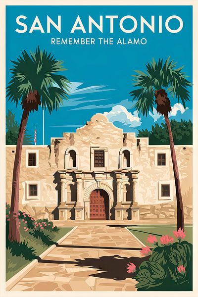 San Antonio, Texas Vintage Travel Poster