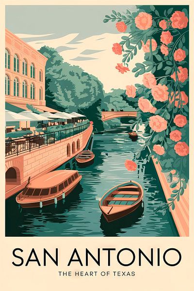 San Antonio, Texas Vintage Travel Poster