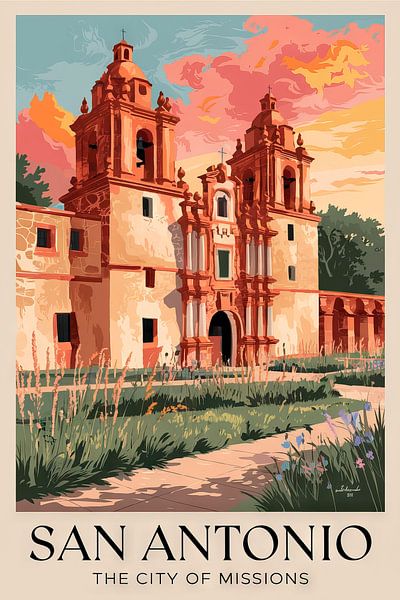 San Antonio / Texas Vintage Travel Poster