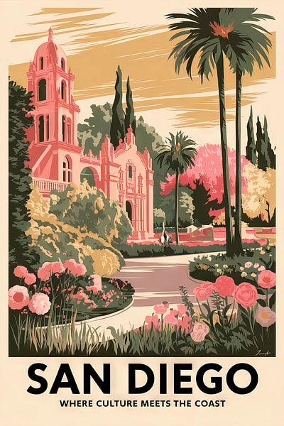 San Diego Vintage Travel Poster