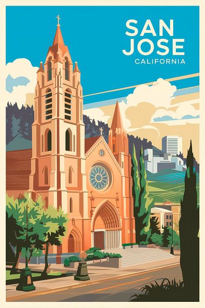 San Jose, California Vintage Travel Poster