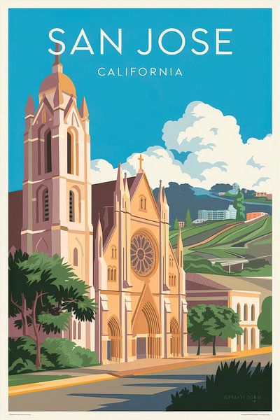 San Jose, California Vintage Travel Poster