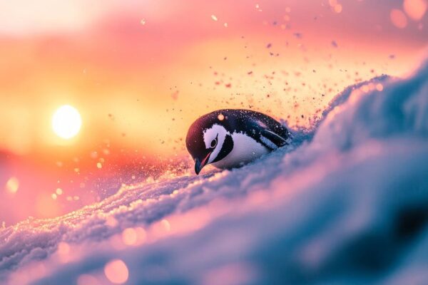 Schneehuhn im winterlichen Sonnenuntergang