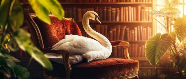 Schwan im Bibliothekszimmer