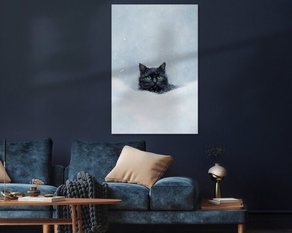 Schwarze Katze Schnee