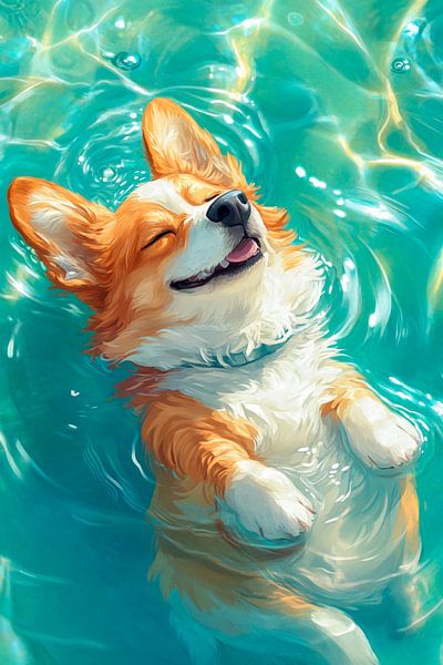 Schwimmender Corgi