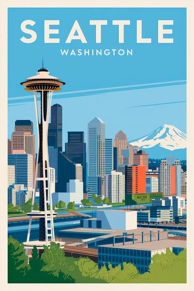 Seattle, Washington Vintage Travel Poster