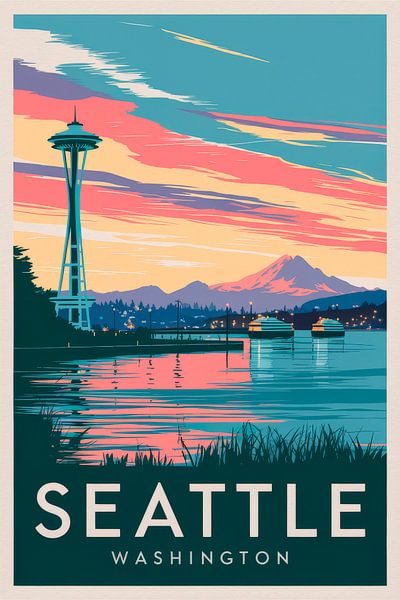 Seattle, Washington Vintage Travel Poster