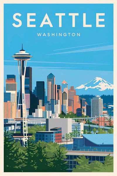 Seattle, Washington Vintage Travel Poster