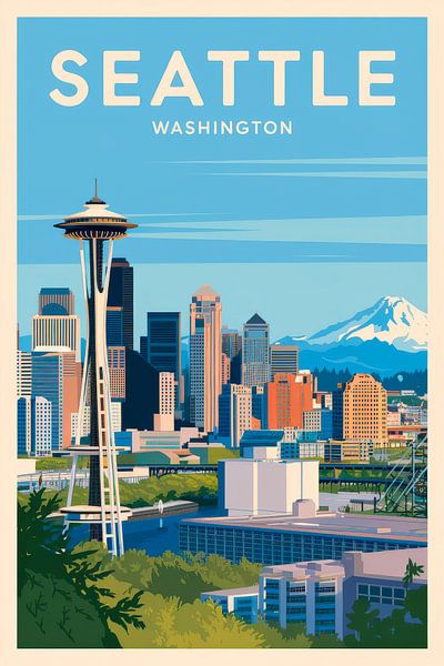 Seattle, Washington Vintage Travel Poster