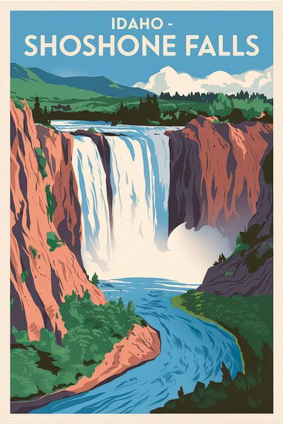 Shoshone Falls, Idaho - Vintage Travel Poster