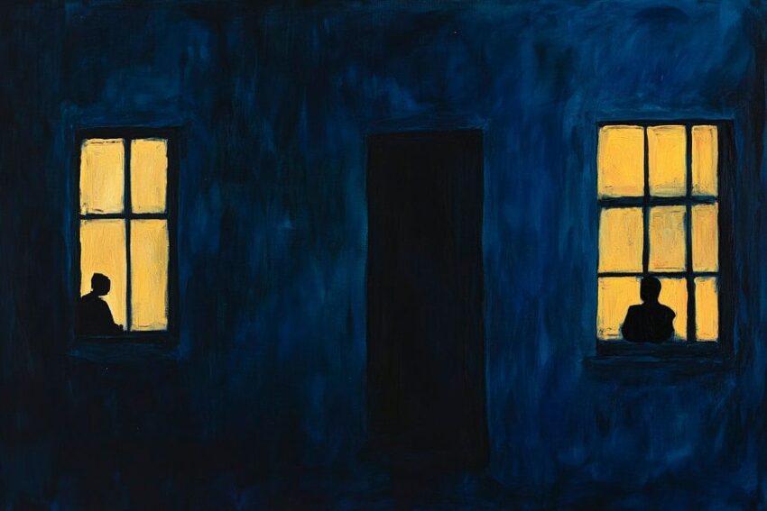 Silhouetten in Dunkelheit – Fensterblick