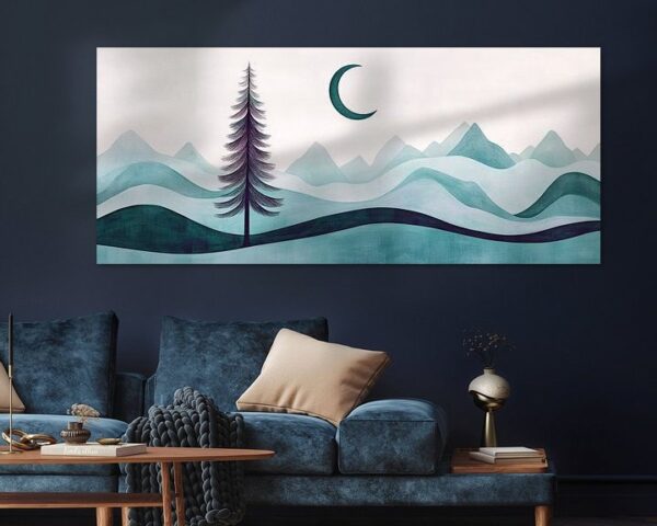 Sinnliche Landschaft mit Mond und Baum