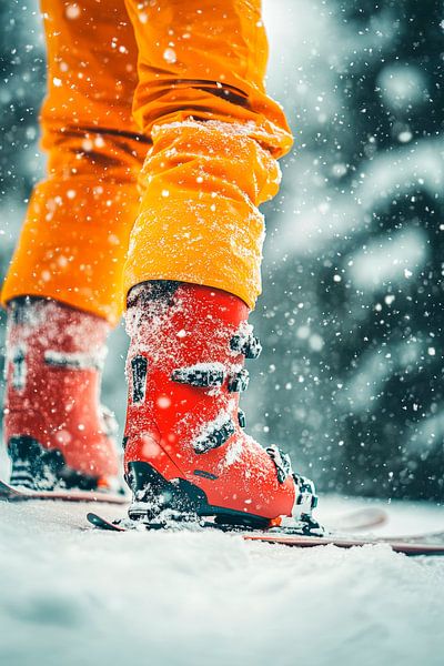 Ski-Ausrüstung im winterlichen Schnee