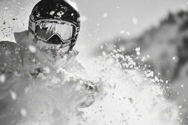 Skiabfahrt im winterlichen Schnee