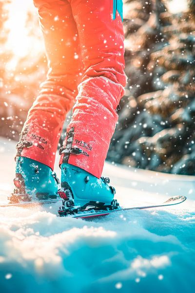 Skifahren im verschneiten Winterwald