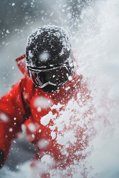 Skifahrer im frischen Pulverschnee