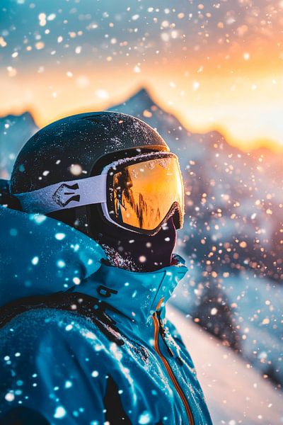 Skifahrer im schneebedeckten Gebirge