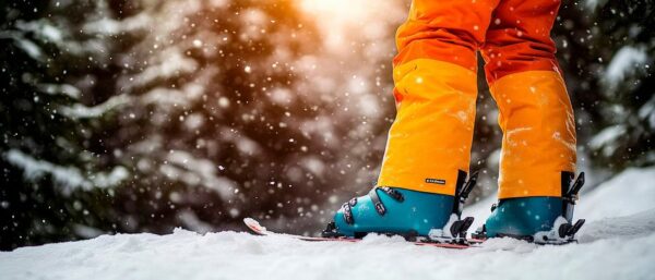 Skifahrer im weißen Schneegebiet