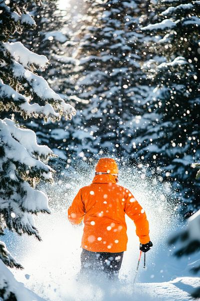 Skifahrer im winterlichen Wald