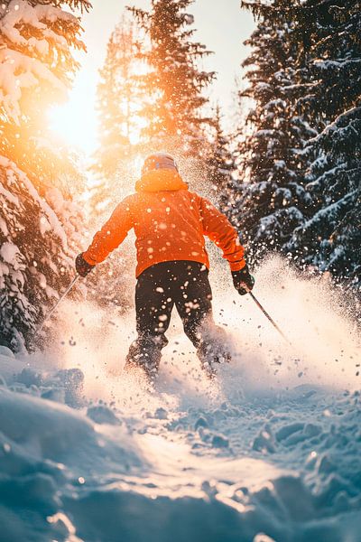 Skifahrer in verschneiter Landschaft