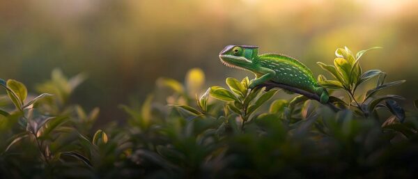 Smaragdfarbene Echse im Sonnenlicht