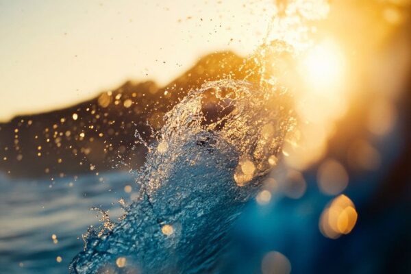 Sonne glitzert über Wasseroberfläche