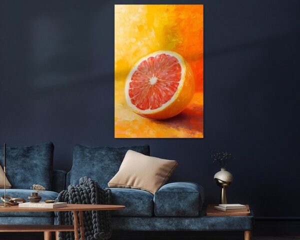 Sonnenhafte Grapefruit auf leuchtendem Hintergrund