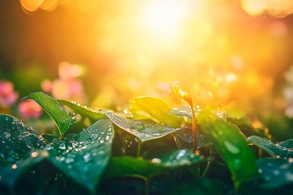 Sonnenlicht auf raue Blätter am Morgen