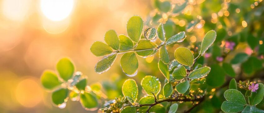 Sonnenlicht durch grüne Blätter