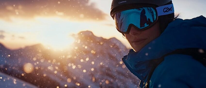 Sonnenschein beim Skifahren im Schnee