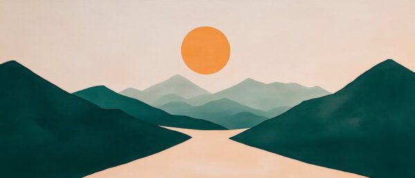 Sonnenuntergang über Berglandschaft – Minimalistisch