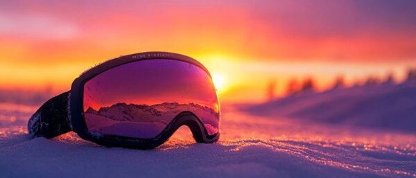 Sonnenuntergang über frischem Schnee