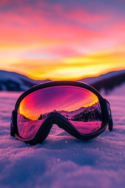 Sonnenuntergang über Ski-Goggles