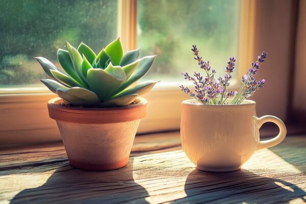 Sonniger Fensterplatz mit Pflanzen