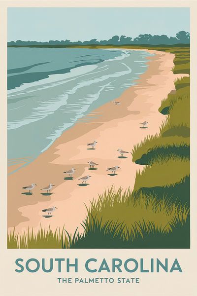 South Carolina Vintage Travel Poster