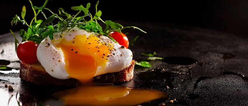 Spiegelei auf Toast mit Rucola und Kirschtomaten